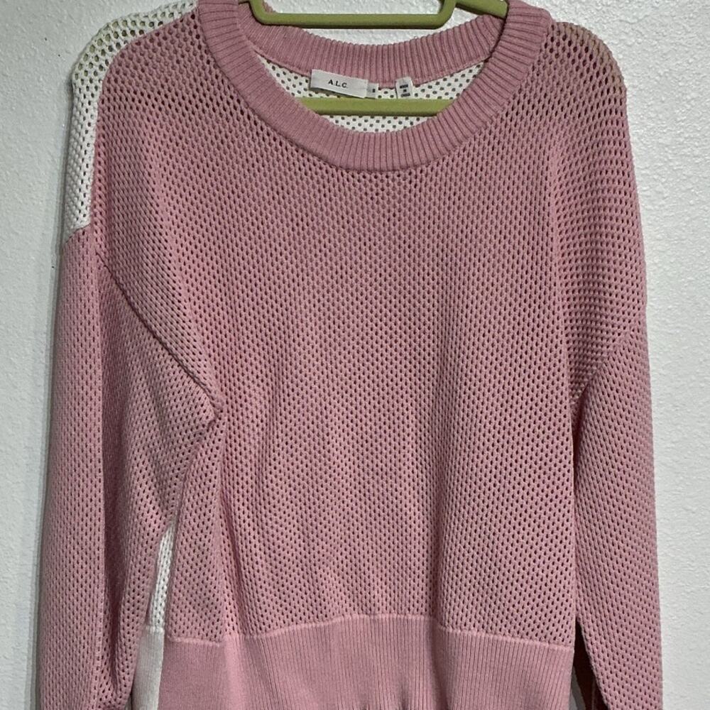 A.L.C. Pink Color Block Alana Mesh Oversized Swea… - image 3